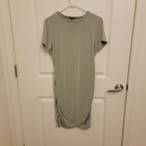 Express Silky Sueded Jersey Ruched T-Shirt Dress